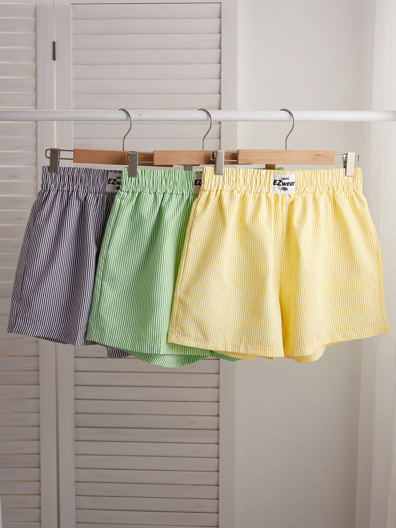Damen Pyjama-Shorts im Streifen-Design für entspannte Sommernächte, 3er-Pack, Freizeit-Loungewear - Image 7