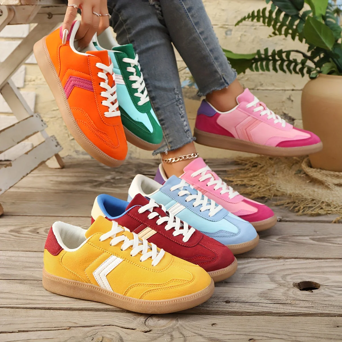 Damen Retro Sneaker Low-Top Freizeitmode – Bequeme Alltagsschuhe