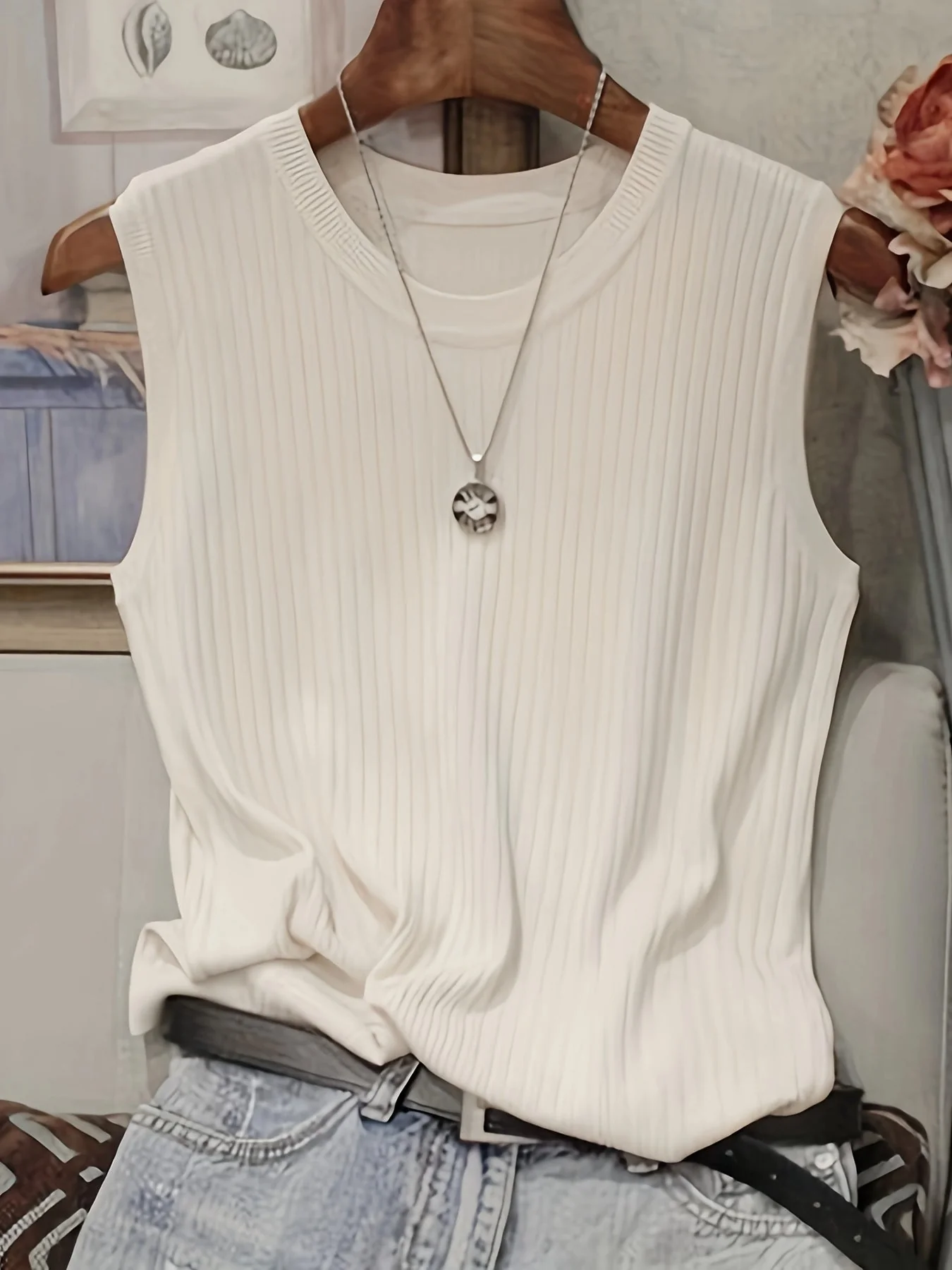 Damen Rippstrick ärmelloses Top – Elegantes Basic für Büro & Freizeit