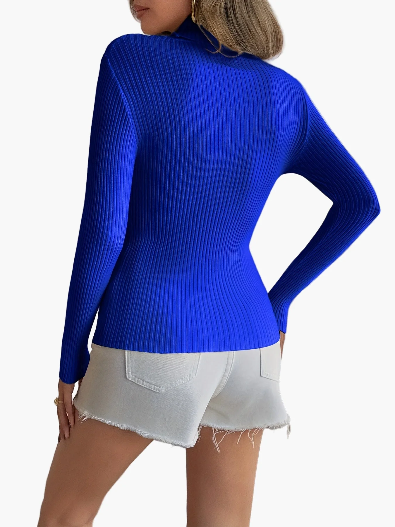 Damen Rollkragen Pullover Bodycon Elegant Freizeit Stricktop - Image 9