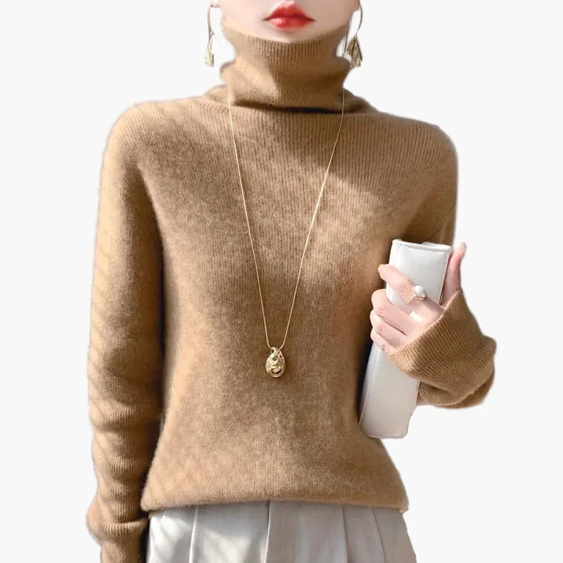 Damen Rollkragenpullover Elegant, Modischer Feinstrick Pullover für Büro & Alltag