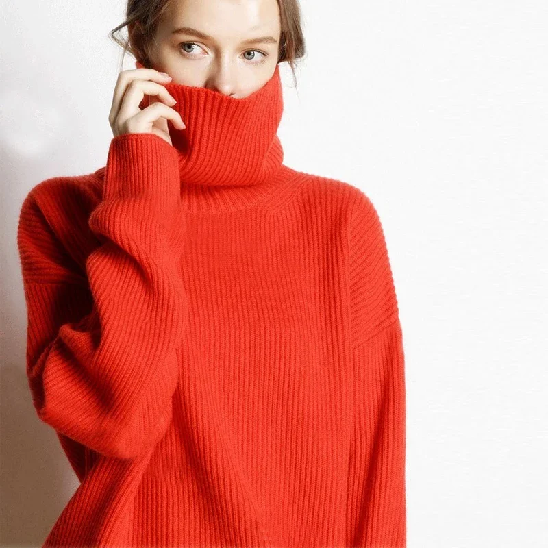 Damen Rollkragenpullover Strick Oversize – Modischer Winterpullover für Alltag und Freizeit - Image 3