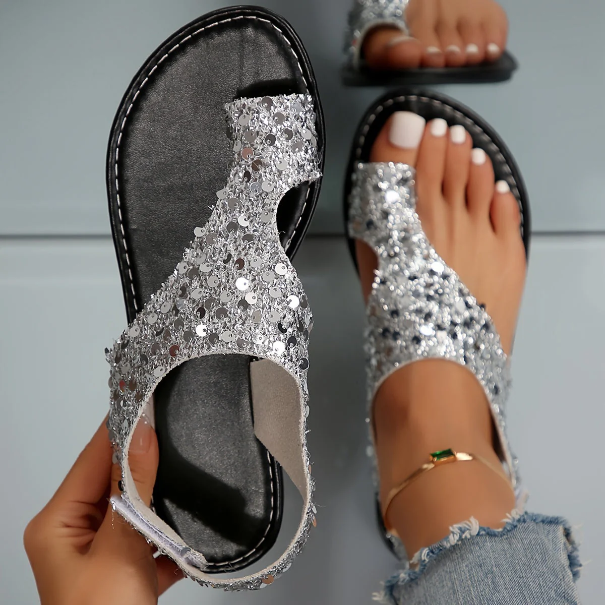Damen Sandalen Elegant Offene Zehensandalen Sommer Komfort Freizeit - Image 2