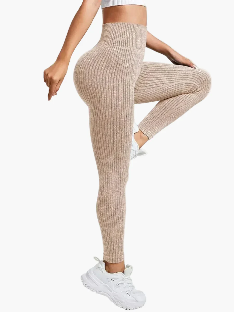 Damen Seamless Ribbed Leggings – Sportliche High Waist Yoga Fitness Hose - Image 10