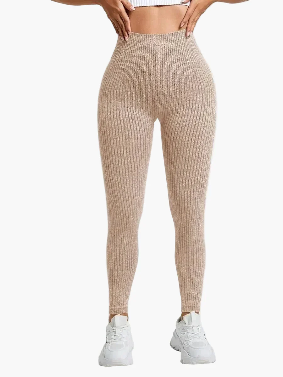 Damen Seamless Ribbed Leggings – Sportliche High Waist Yoga Fitness Hose - Image 11