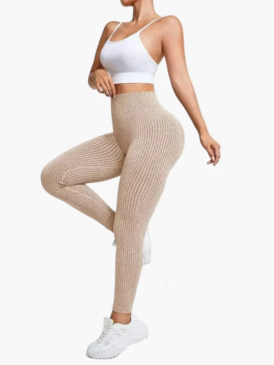Damen Seamless Ribbed Leggings – Sportliche High Waist Yoga Fitness Hose - Image 13