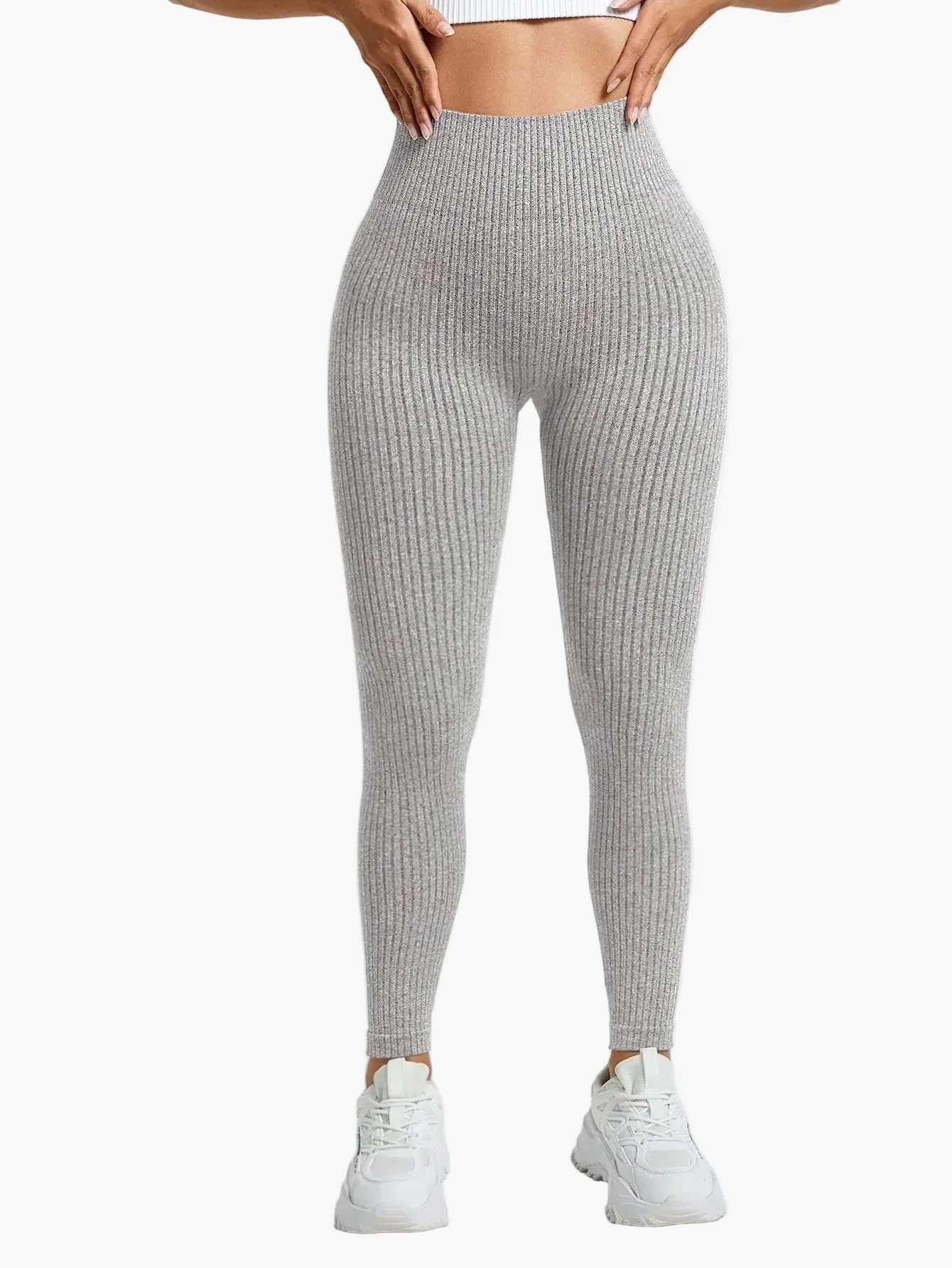 Damen Seamless Ribbed Leggings – Sportliche High Waist Yoga Fitness Hose - Image 18