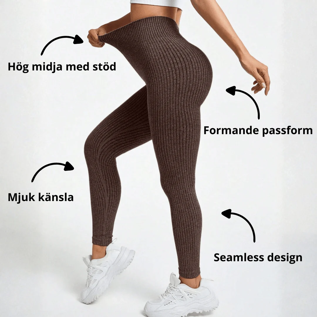 Damen Seamless Ribbed Leggings – Sportliche High Waist Yoga Fitness Hose - Image 2