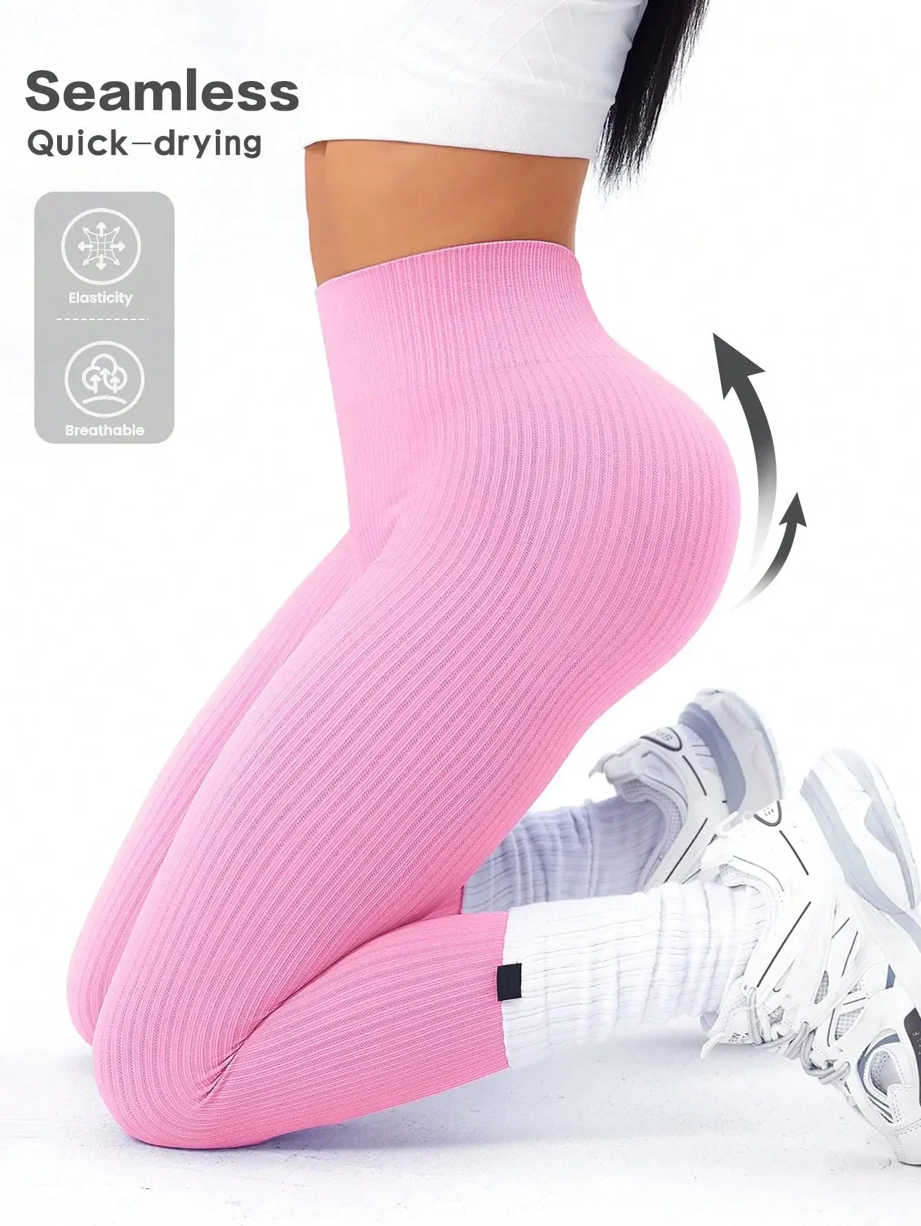 Damen Seamless Ribbed Leggings – Sportliche High Waist Yoga Fitness Hose - Image 20