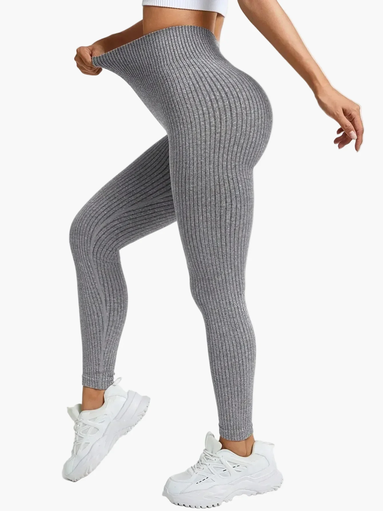 Damen Seamless Ribbed Leggings – Sportliche High Waist Yoga Fitness Hose - Image 24