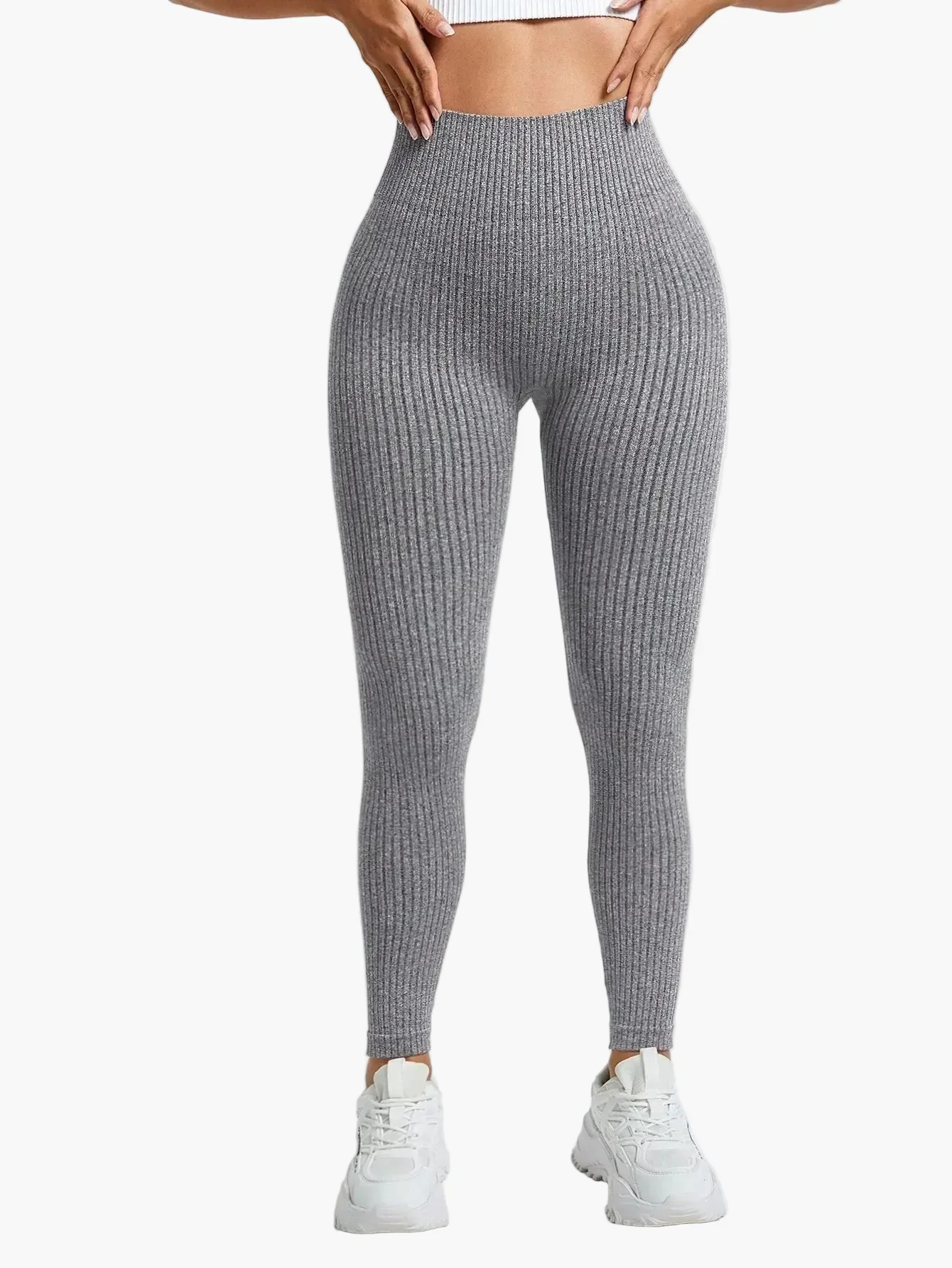 Damen Seamless Ribbed Leggings – Sportliche High Waist Yoga Fitness Hose - Image 26