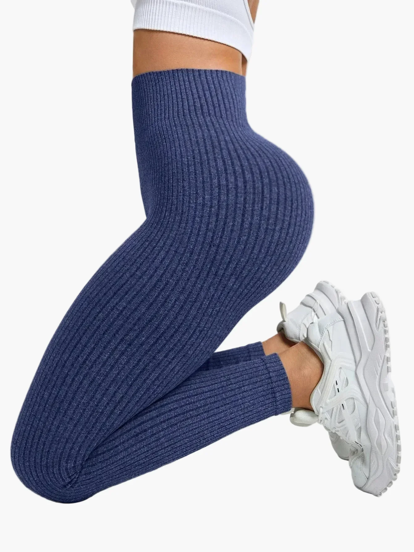 Damen Seamless Ribbed Leggings – Sportliche High Waist Yoga Fitness Hose - Image 29