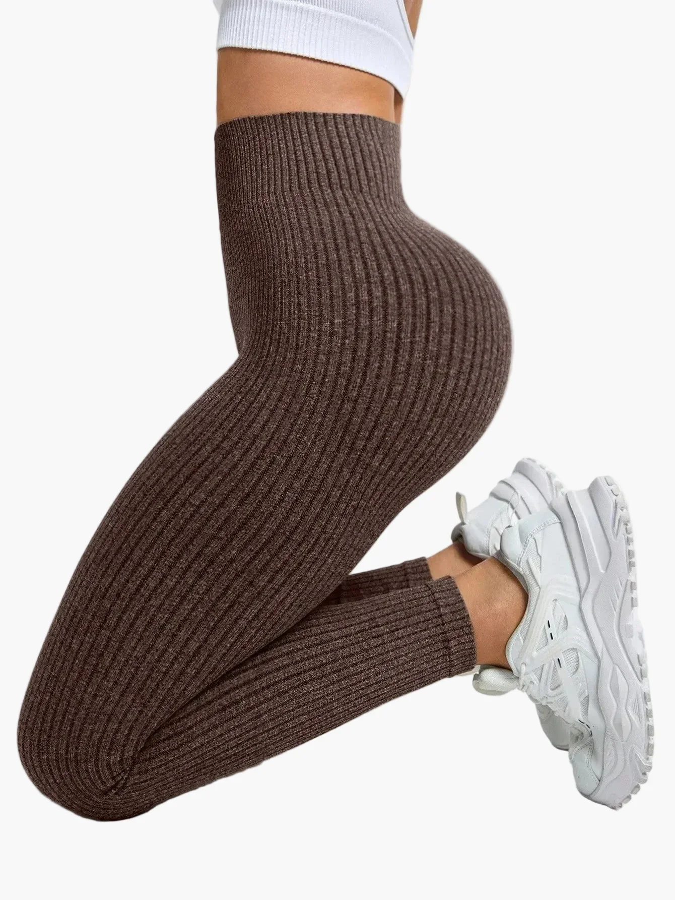 Damen Seamless Ribbed Leggings – Sportliche High Waist Yoga Fitness Hose - Image 3