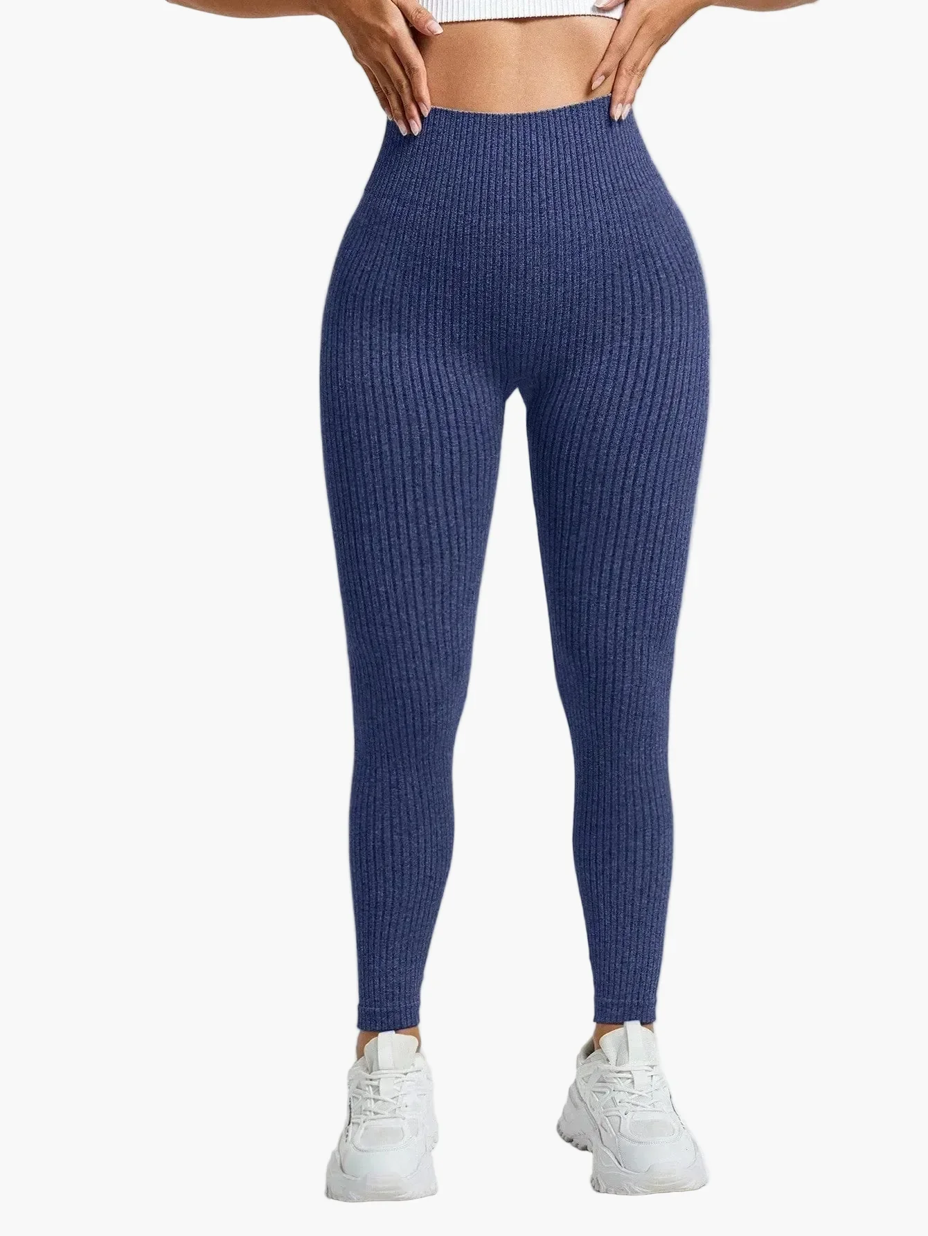 Damen Seamless Ribbed Leggings – Sportliche High Waist Yoga Fitness Hose - Image 30