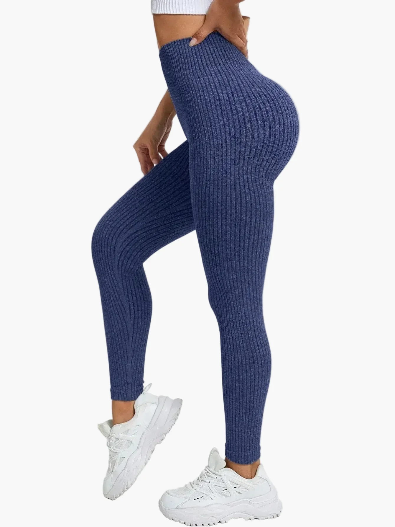 Damen Seamless Ribbed Leggings – Sportliche High Waist Yoga Fitness Hose - Image 31