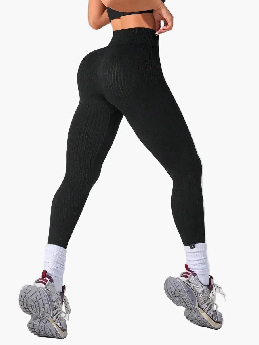 Damen Seamless Ribbed Leggings – Sportliche High Waist Yoga Fitness Hose - Image 32