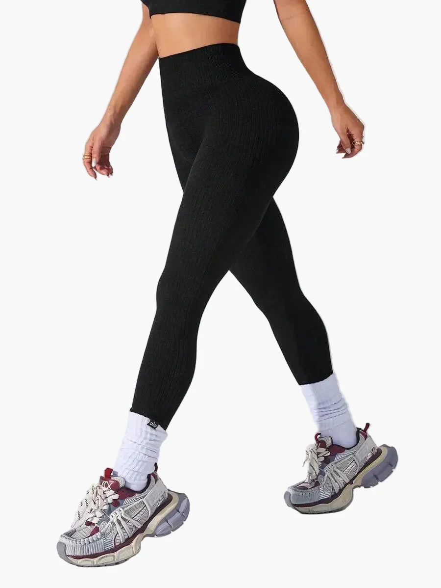 Damen Seamless Ribbed Leggings – Sportliche High Waist Yoga Fitness Hose - Image 33