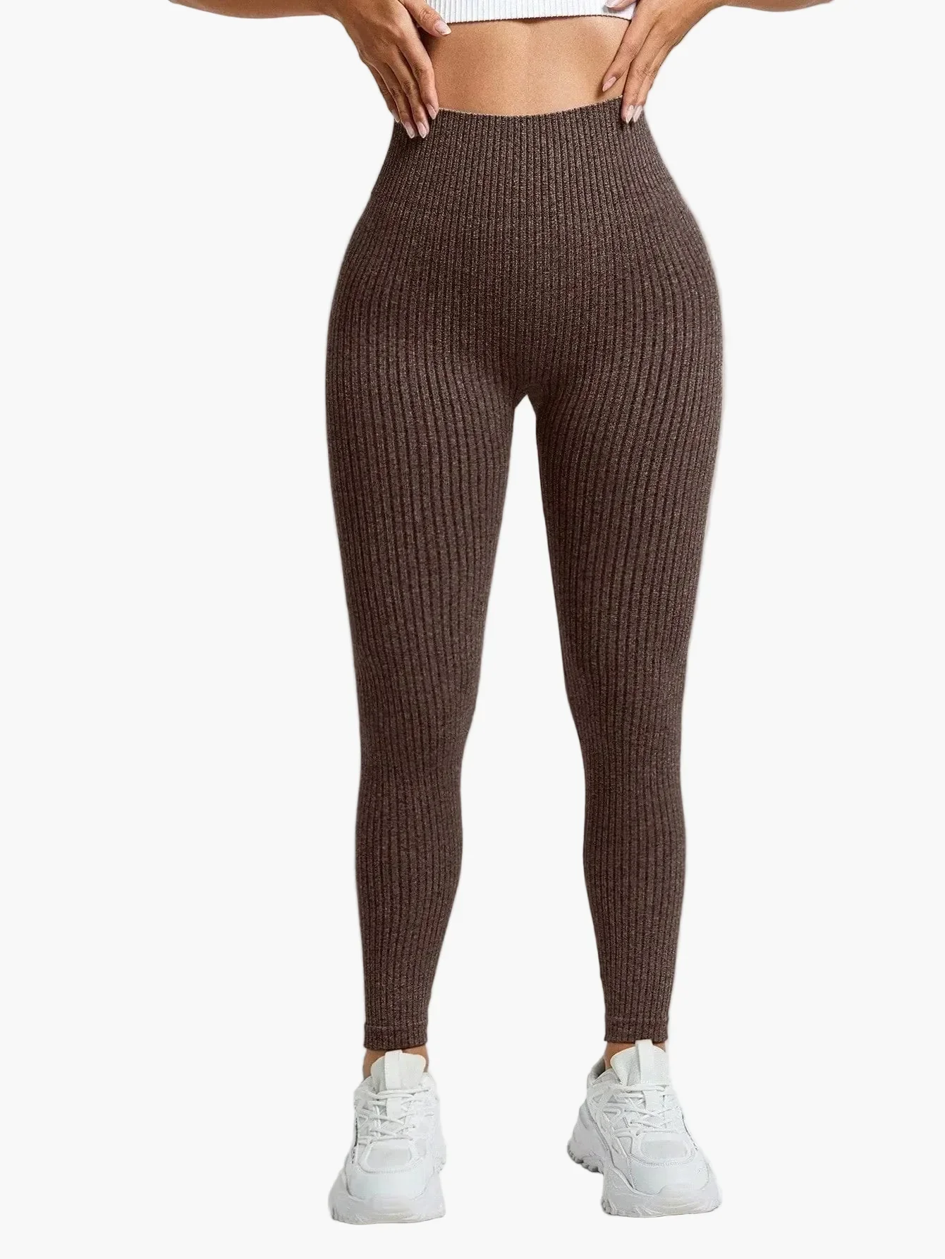 Damen Seamless Ribbed Leggings – Sportliche High Waist Yoga Fitness Hose - Image 4
