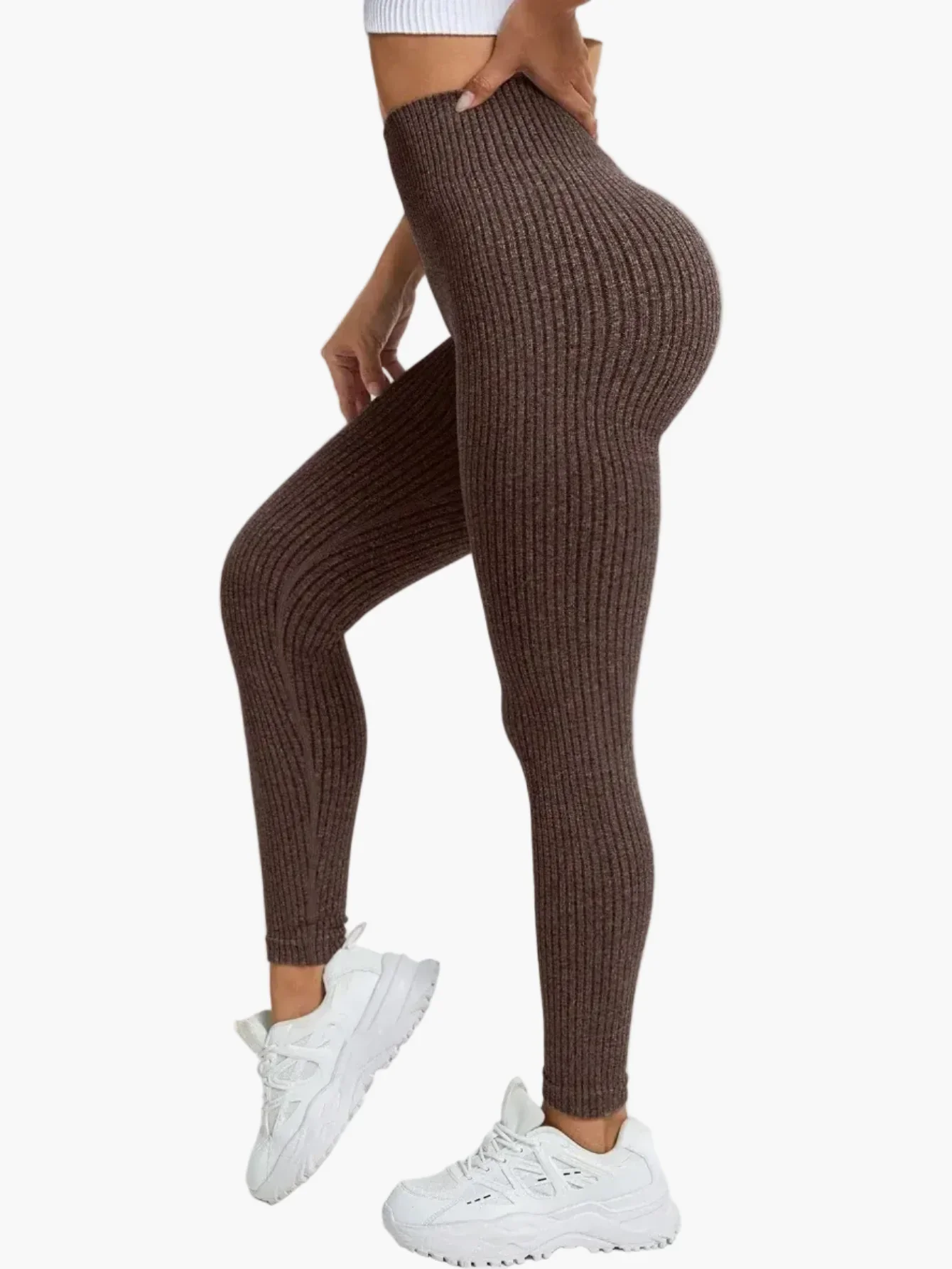 Damen Seamless Ribbed Leggings – Sportliche High Waist Yoga Fitness Hose - Image 5