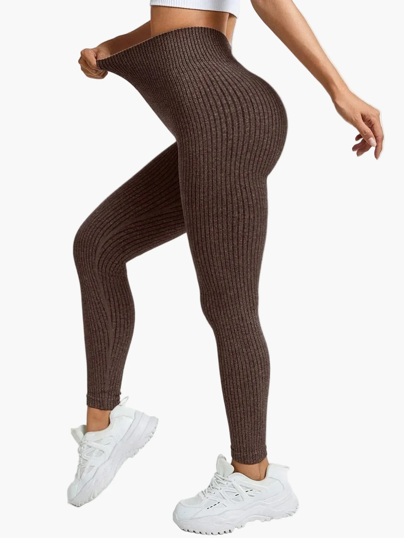 Damen Seamless Ribbed Leggings – Sportliche High Waist Yoga Fitness Hose - Image 6