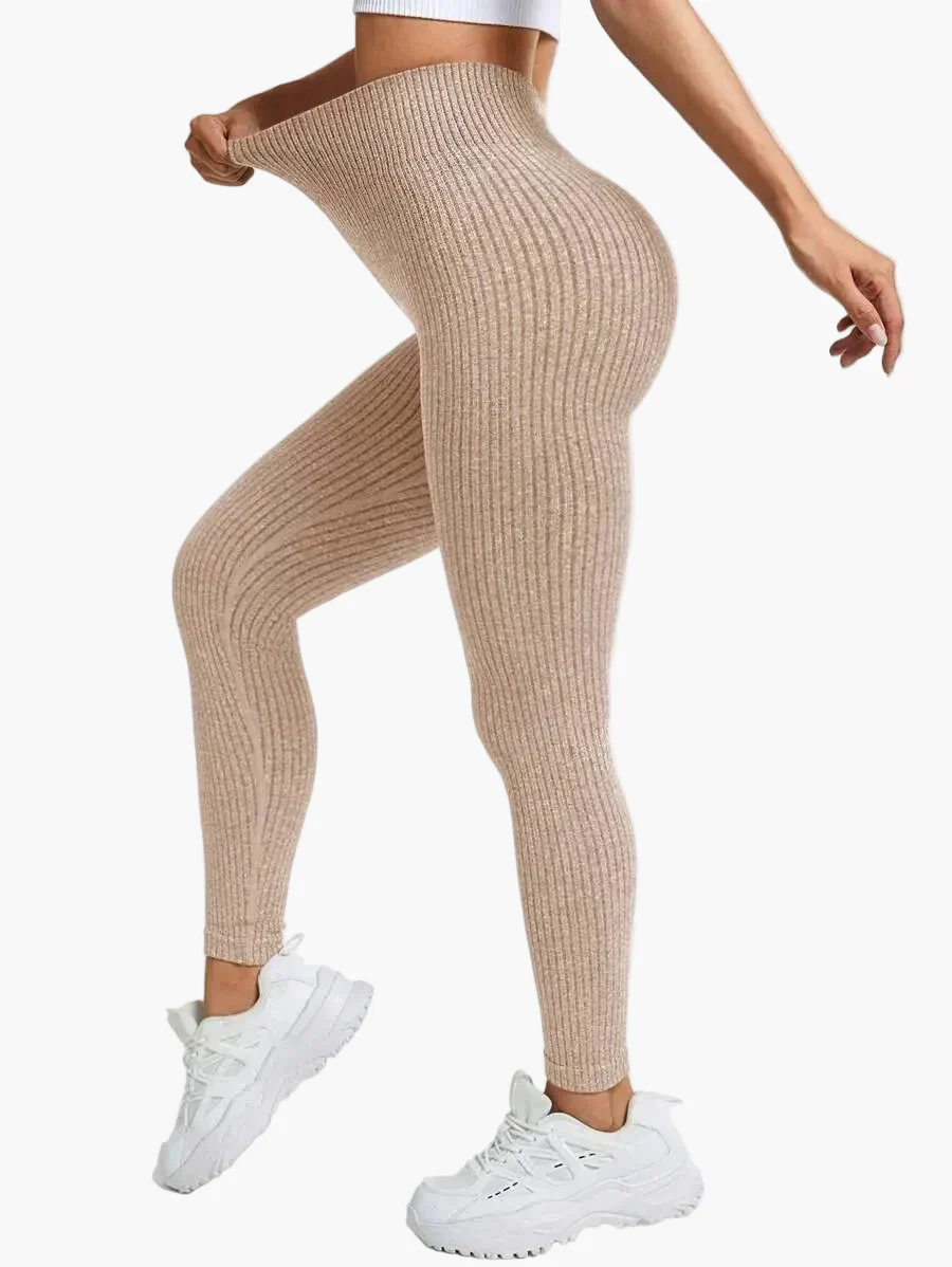 Damen Seamless Ribbed Leggings – Sportliche High Waist Yoga Fitness Hose - Image 8