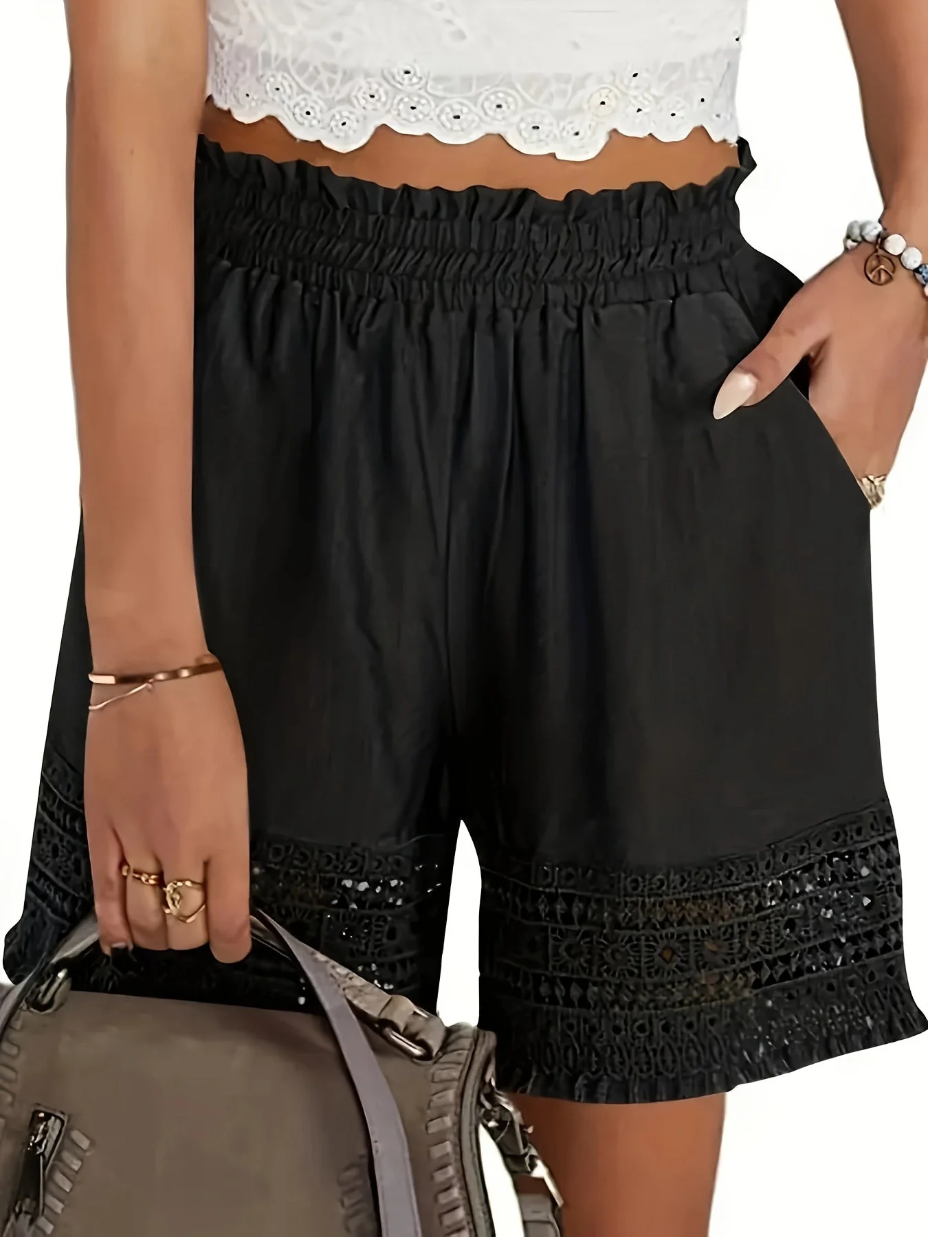 Damen Shorts im Boho-Stil mit Häkel-Details für Urlaub und Freizeit - Image 4