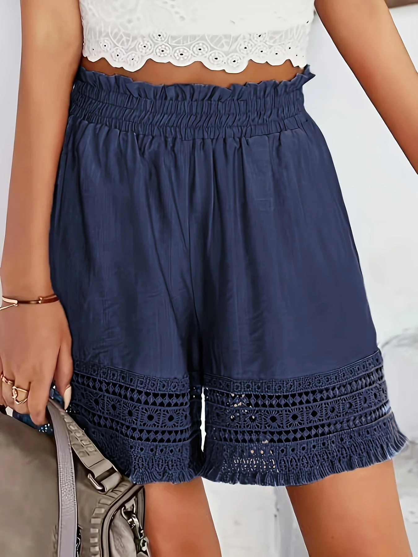 Damen Shorts im Boho-Stil mit Häkel-Details für Urlaub und Freizeit - Image 5