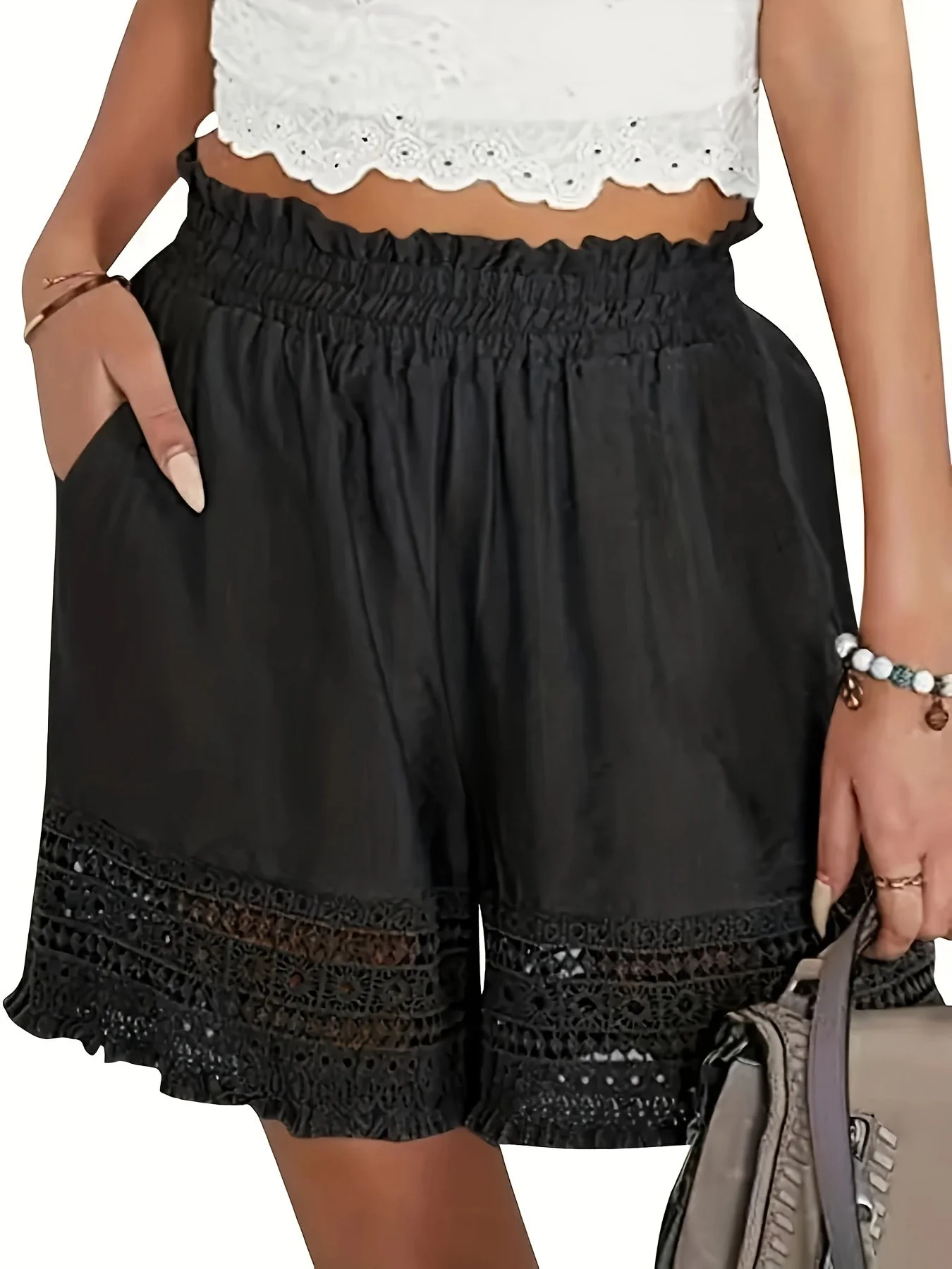 Damen Shorts im Boho-Stil mit Häkel-Details für Urlaub und Freizeit - Image 8