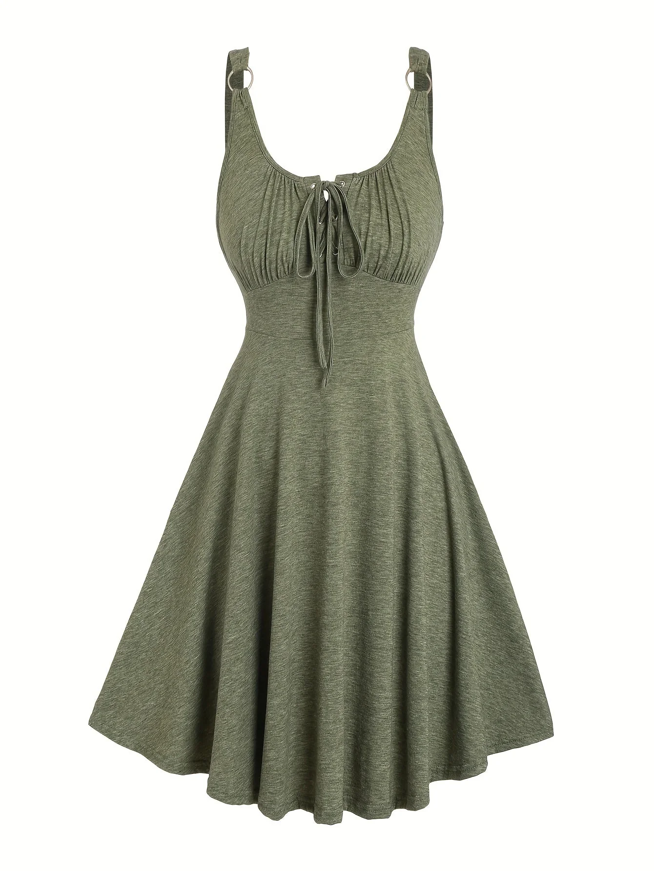 Damen Skaterkleid mit Schnürung – Freizeitkleid im Vintage-Stil für Alltag und Sommer