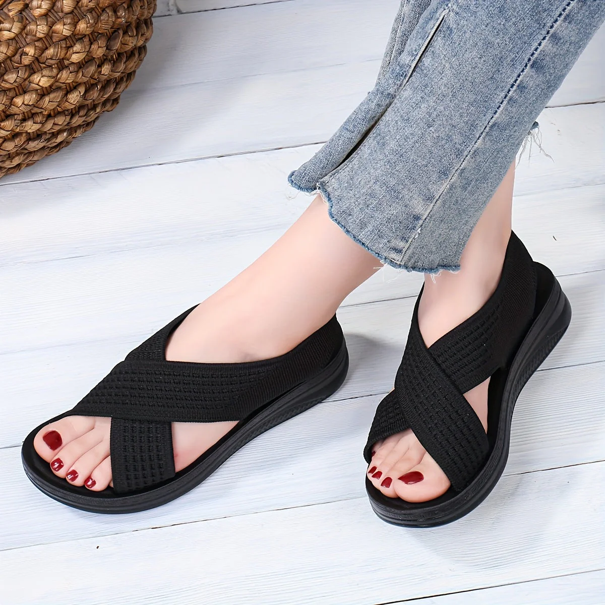 Damen Slingback Sandalen mit Kreuzriemen – Bequeme Alltagssandalen für Freizeit und Stadt - Image 3