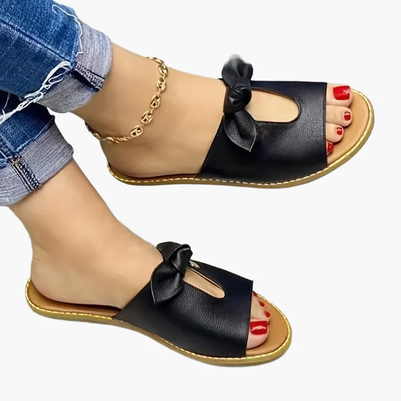 Damen Slip-On Sandalen mit Schleife – Offene Zehen, Flache Sommerschuhe, Elegant & Bequem - Image 6