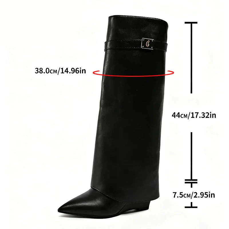 Damen Slouchy Stiefel mit Spitz zulaufender Zehenpartie und flachem Absatz – Modische Freizeit- und Party-Stiefel - Image 5