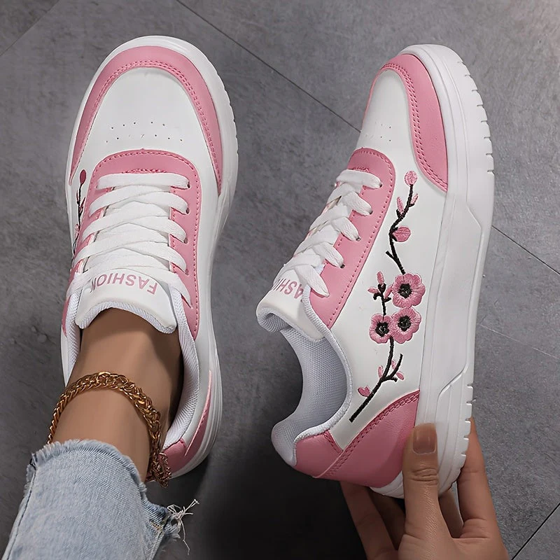 Damen Sneaker mit Blumenstickerei und modischem Freizeit-Look – Eleganter Alltagsschuh - Image 10