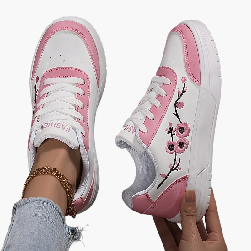 Damen Sneaker mit Blumenstickerei und modischem Freizeit-Look – Eleganter Alltagsschuh - Image 12