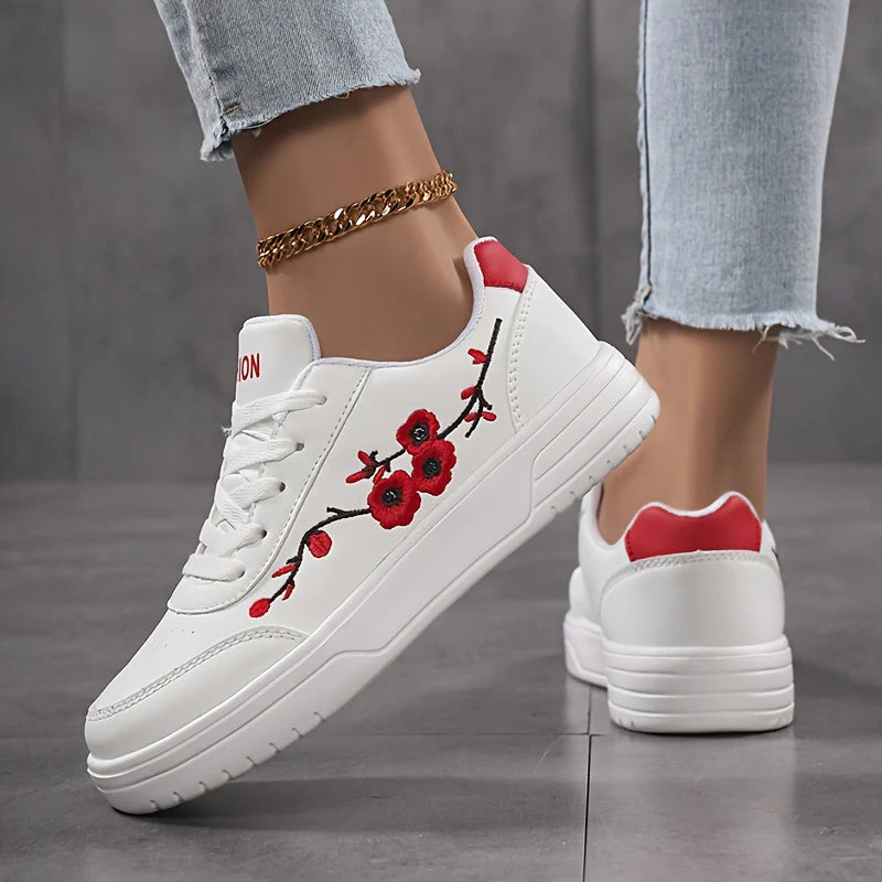 Damen Sneaker mit Blumenstickerei und modischem Freizeit-Look – Eleganter Alltagsschuh - Image 2