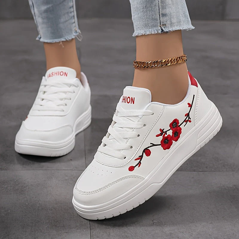 Damen Sneaker mit Blumenstickerei und modischem Freizeit-Look – Eleganter Alltagsschuh - Image 3
