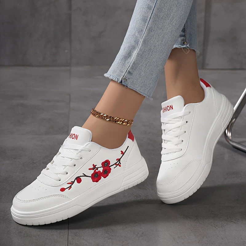 Damen Sneaker mit Blumenstickerei und modischem Freizeit-Look – Eleganter Alltagsschuh - Image 4