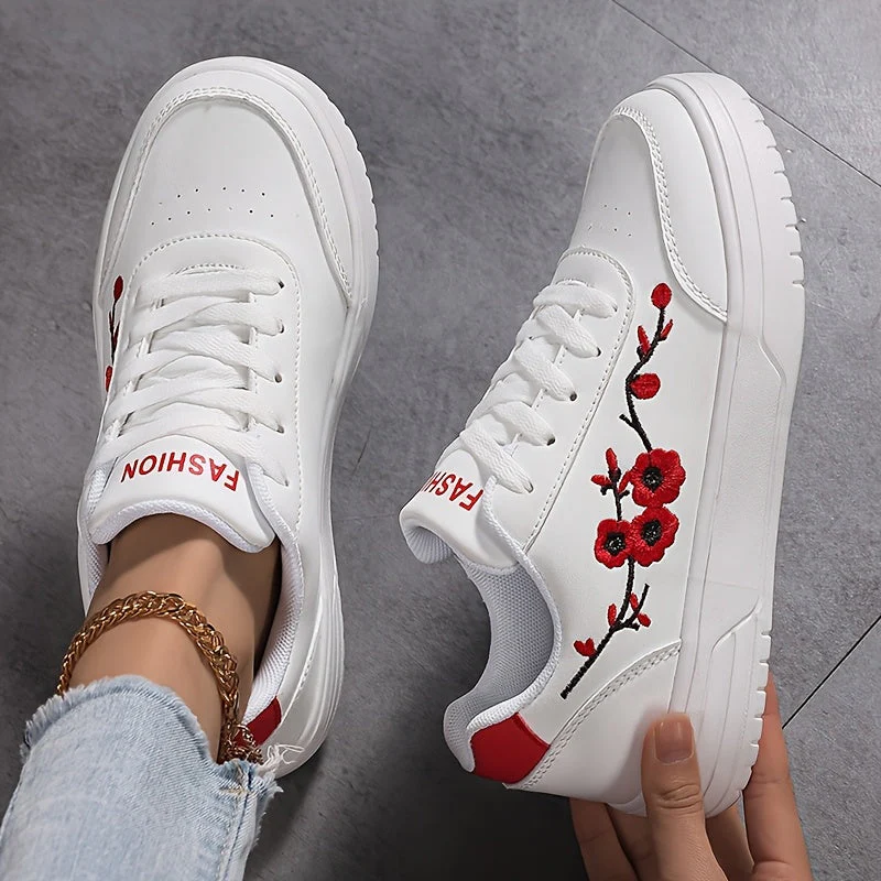 Damen Sneaker mit Blumenstickerei und modischem Freizeit-Look – Eleganter Alltagsschuh - Image 9