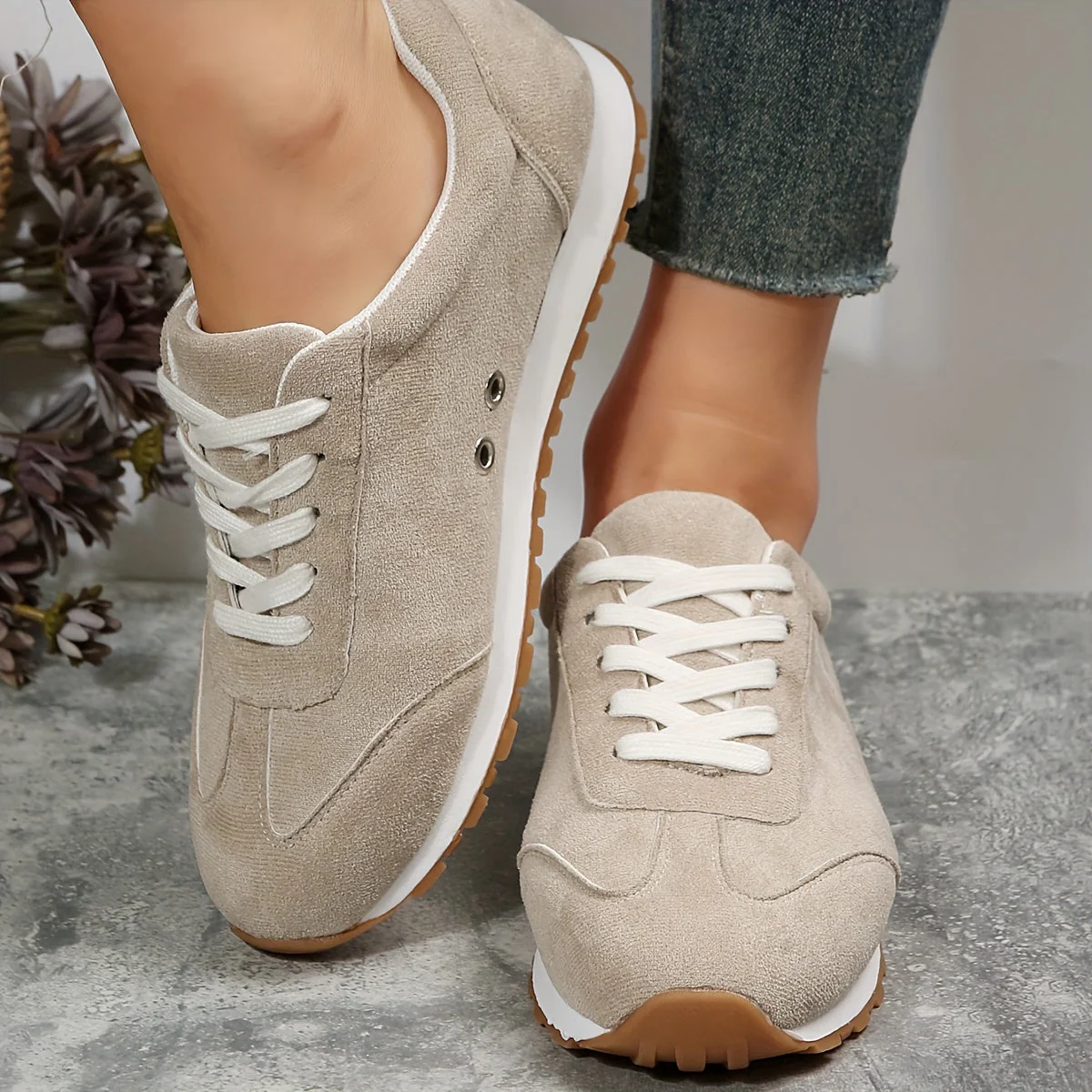 Damen Sneaker Freizeitmode mit Schnürung – Bequeme Alltagsschuhe für Frühling