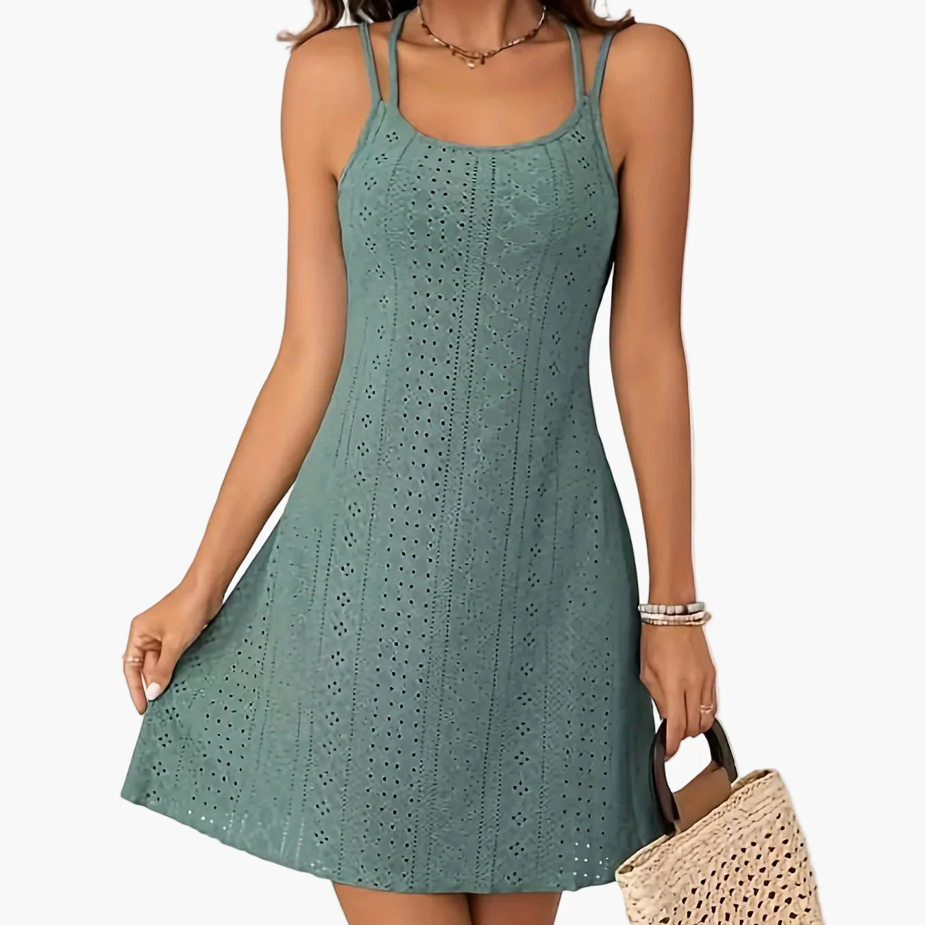 Damen Sommer A-Linien Minikleid mit Doppelträgern – Eleganter Freizeit-Look - Image 15