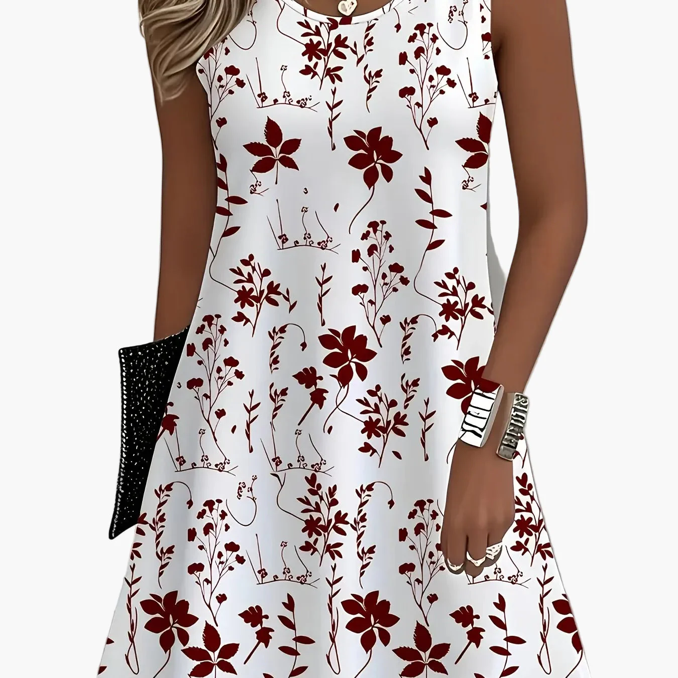 Damen Sommer Freizeitkleid mit Blumenmuster, ärmellos, A-Linie, elegant für Alltag und Ausgehen - Image 12