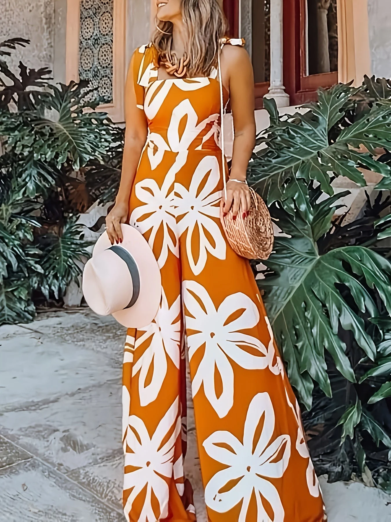 Damen Sommer Maxikleid Elegant mit Blumenmuster und Schleifen-Trägern – Perfekt für Urlaub & Freizeit - Image 3