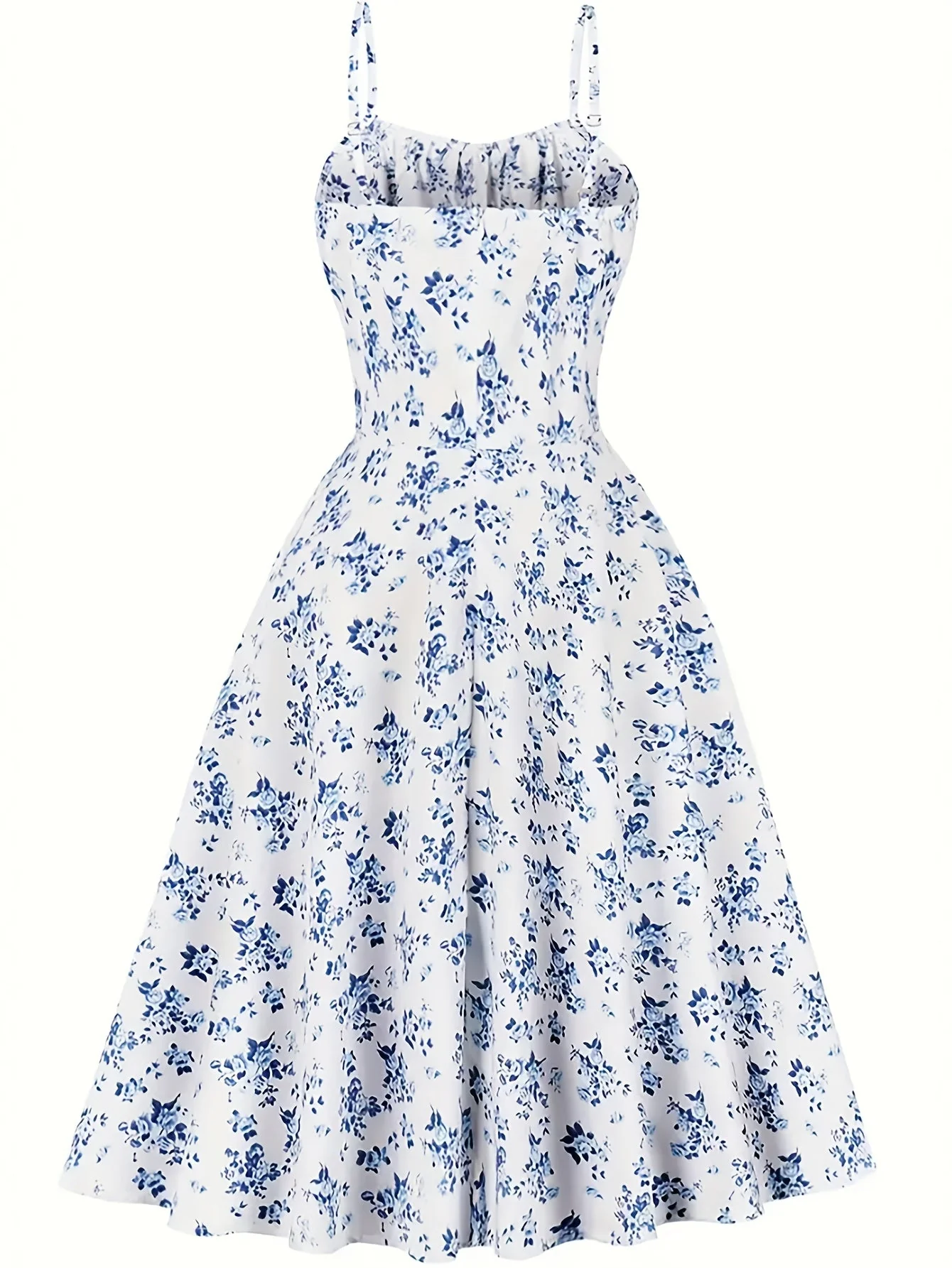 Damen Sommer Midikleid mit Blumenmuster und Bindeband – Elegantes A-Linienkleid für Alltag und Gartenparty - Image 5