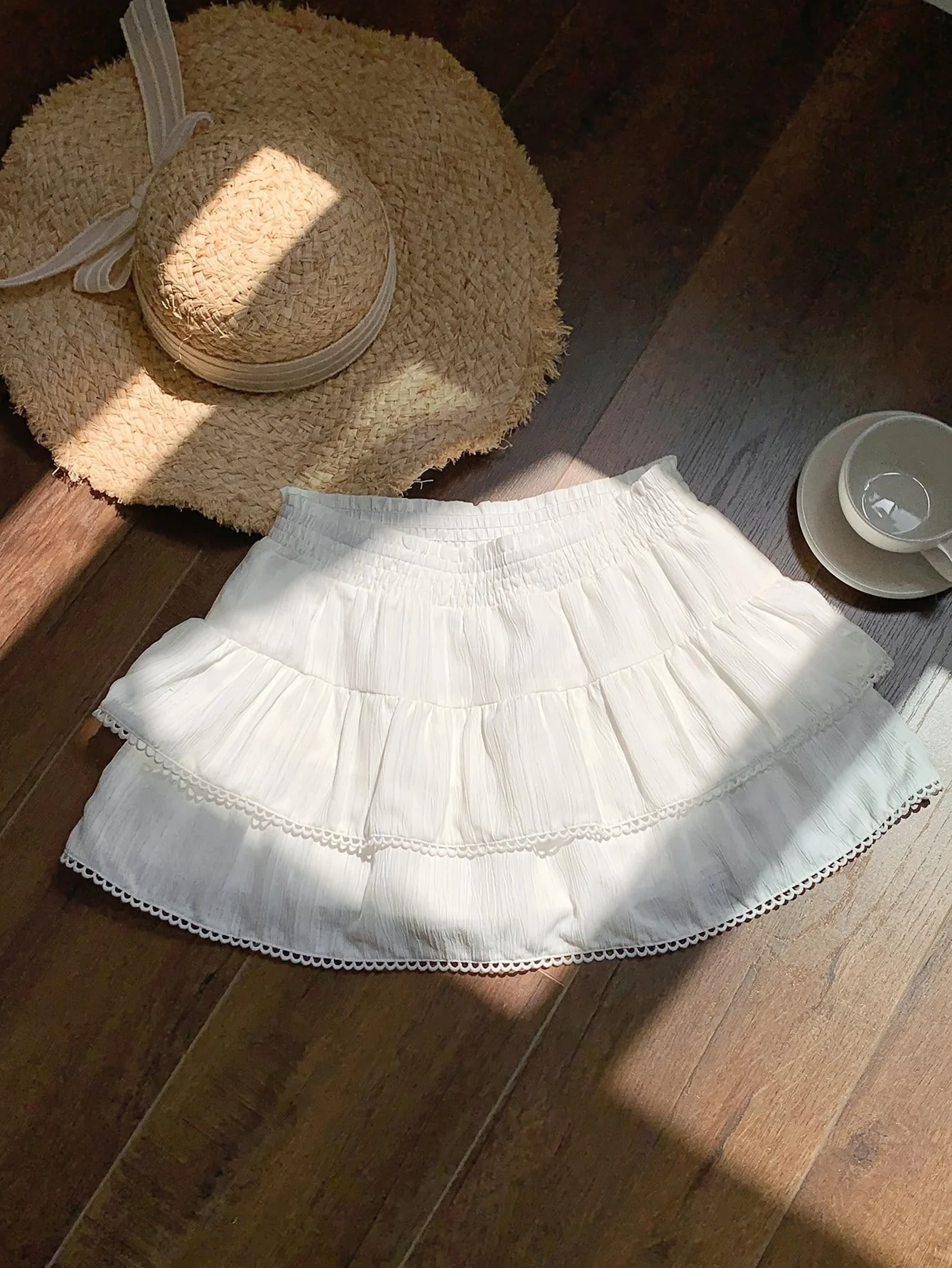 Damen Sommer Minirock mit Volants und elastischem Bund – Verspielter Boho-Stil für Freizeit und Urlaub