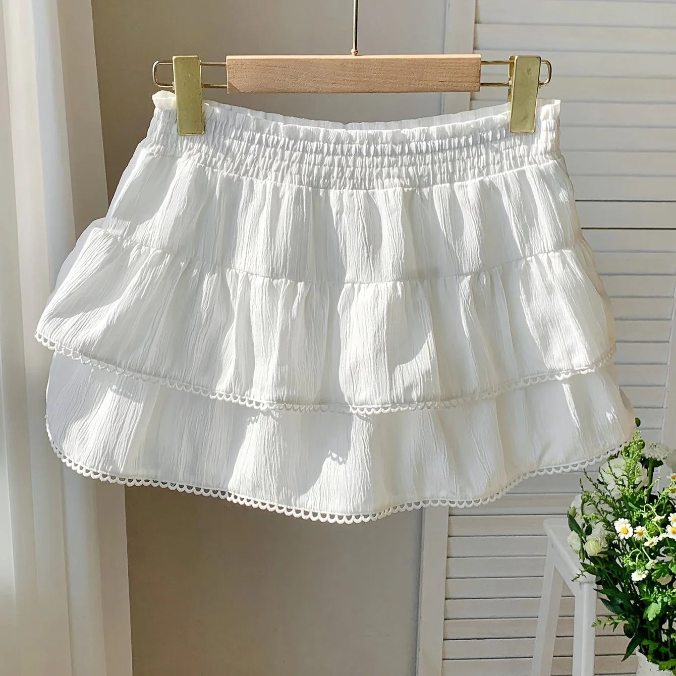 Damen Sommer Minirock mit Volants und elastischem Bund – Verspielter Boho-Stil für Freizeit und Urlaub - Image 11