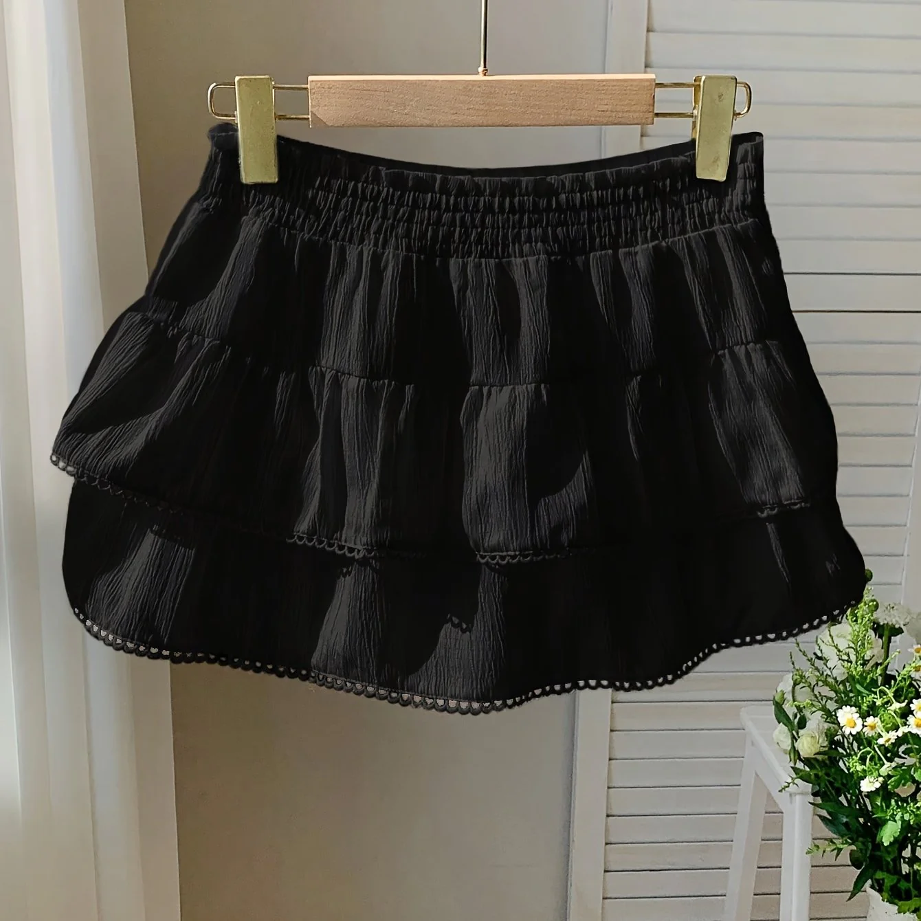 Damen Sommer Minirock mit Volants und elastischem Bund – Verspielter Boho-Stil für Freizeit und Urlaub - Image 12