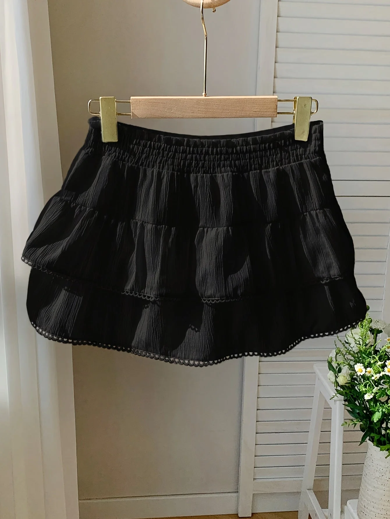 Damen Sommer Minirock mit Volants und elastischem Bund – Verspielter Boho-Stil für Freizeit und Urlaub - Image 3