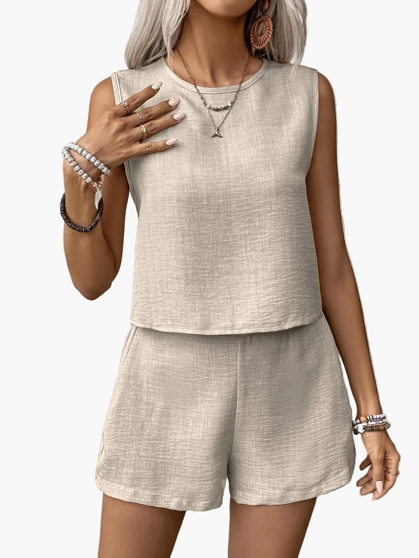 Damen Sommer Overall Set – Eleganter ärmelloser Jumpsuit mit Shorts, ideal für Freizeit & Urlaub - Image 11