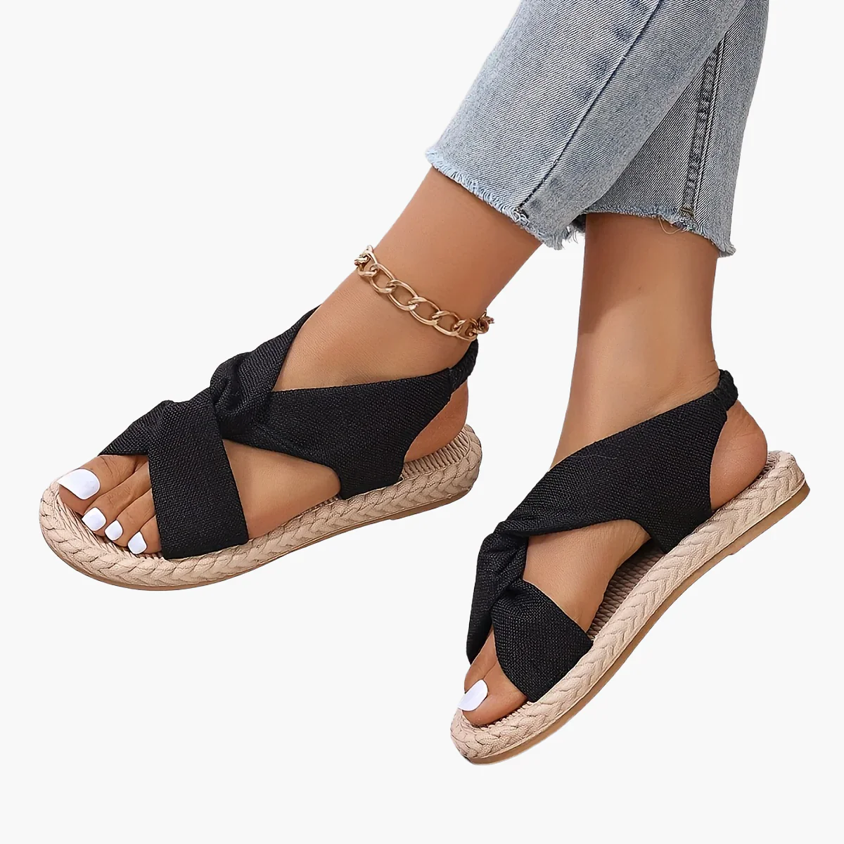 Damen Sommer-Sandalen mit Kreuzband und offener Zehenpartie – Modische Freizeitschuhe für Alltag und Urlaub - Image 8