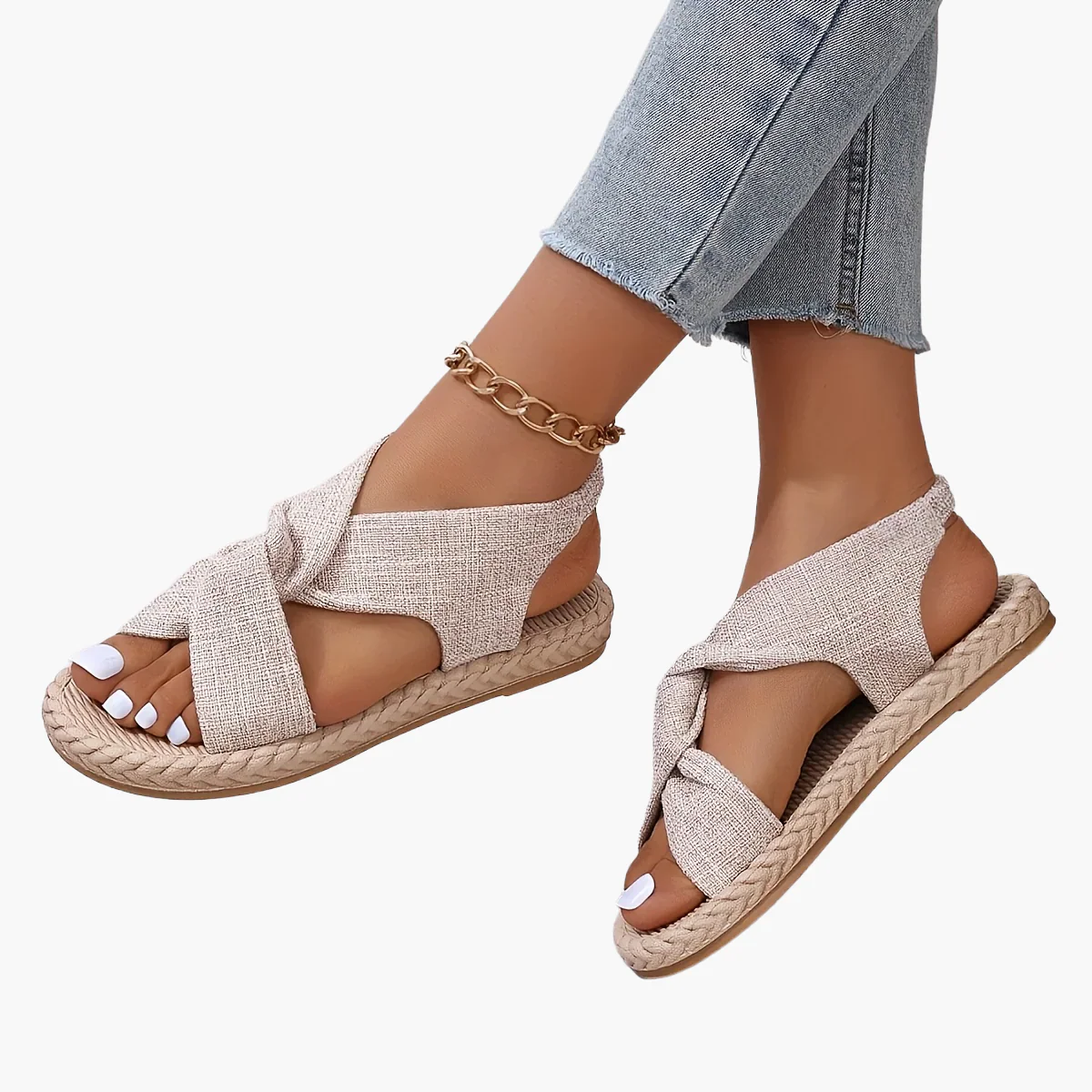 Damen Sommer-Sandalen mit Kreuzband und offener Zehenpartie – Modische Freizeitschuhe für Alltag und Urlaub - Image 9